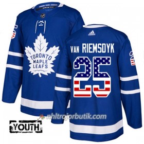 Barn Ishockey Toronto Maple Leafs Tröja James Van Riemsdyk 25 Adidas 2017-2018 Blå USA Flag Fashion Authentic